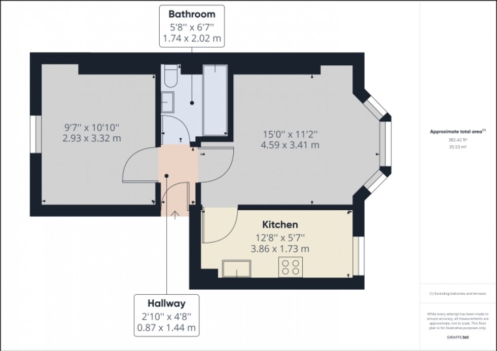 Floorplan for Flat 6 40 Trier Way, Gloucester, Gloucestershire, GL1 1LG, UK