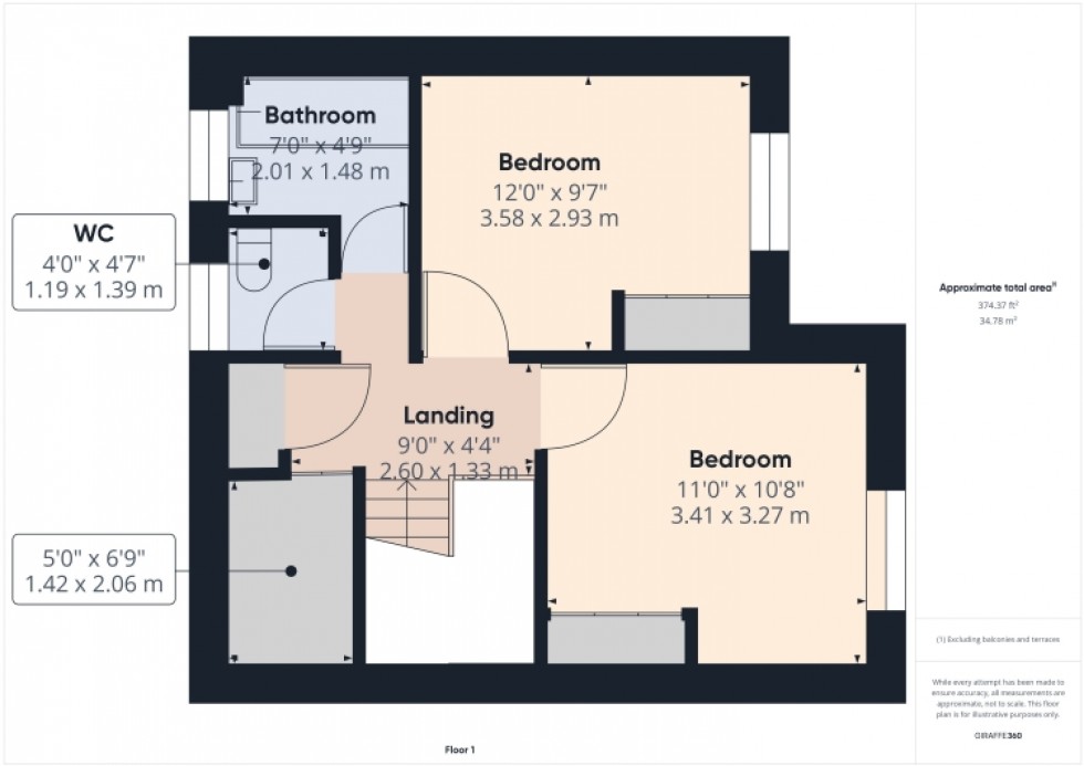 Floorplan for 7 Ryder Row, Innsworth, Gloucester, Gloucestershire, GL3 1HH, UK