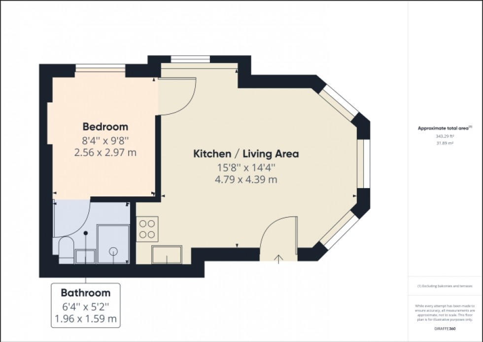 Floorplan for Flat 1 School House Oxford Passage, Bennington Street, Cheltenham, Gloucestershire, GL50 4EF, UK