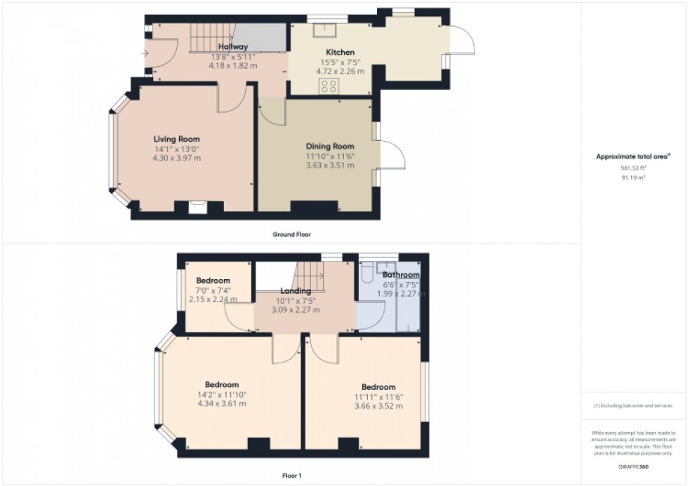 Floorplan for 7 Highwood Avenue, Cheltenham, Gloucestershire, GL53 0JJ, UK