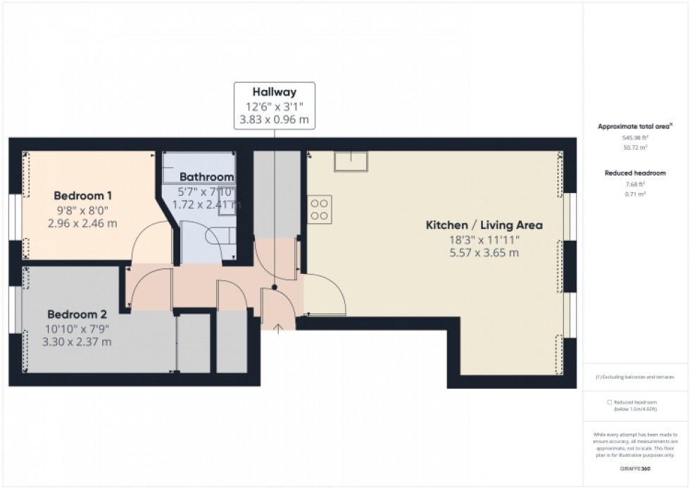 Floorplan for Flat 8 49 St. Georges Place, Cheltenham, Gloucestershire, GL50 3LA, UK