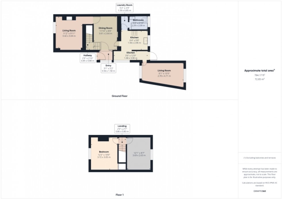 Floorplan for 93 Granley Road, Cheltenham, Gloucestershire, GL51 6LJ, UK
