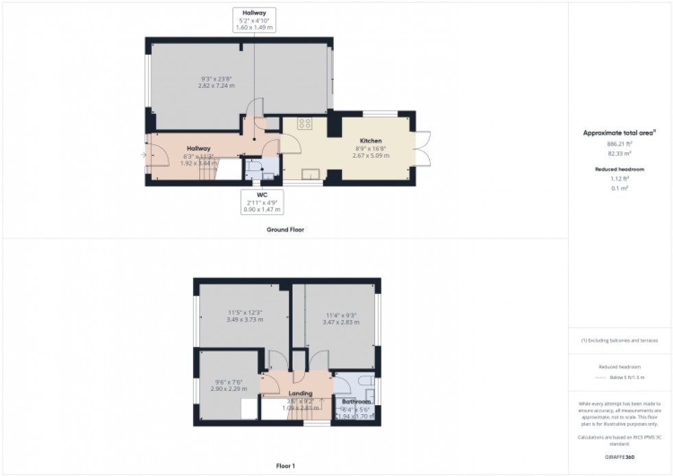 Floorplan for 8 Knights Way, Tewkesbury, Gloucestershire, GL20 8DY, UK