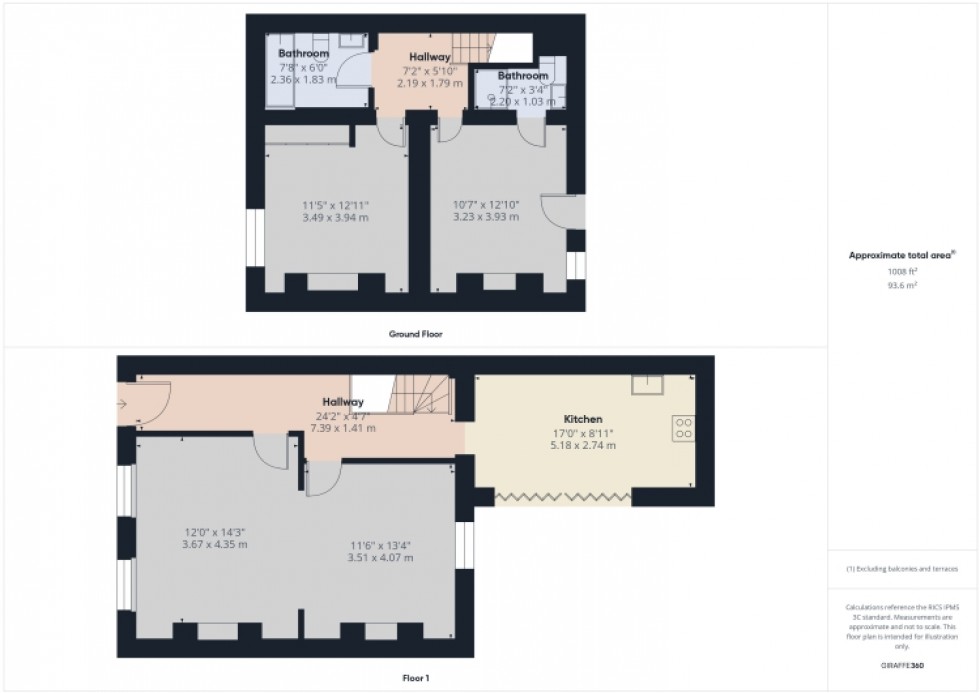 Floorplan for Flat 1 2 Portland Square, Cheltenham, Gloucestershire, GL52 2PS, UK