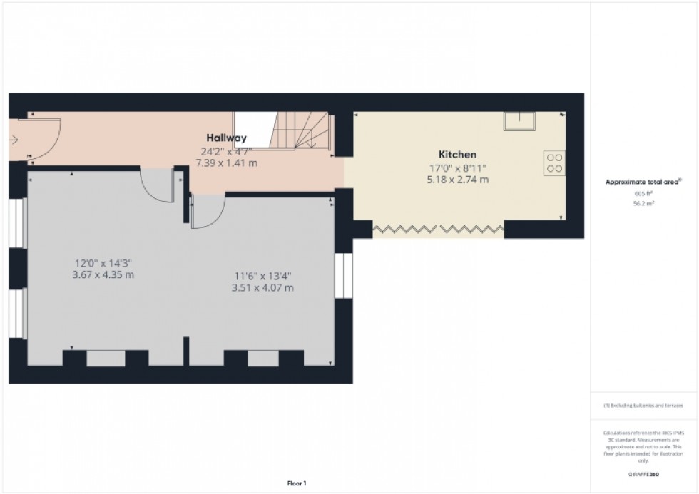 Floorplan for Flat 1 2 Portland Square, Cheltenham, Gloucestershire, GL52 2PS, UK