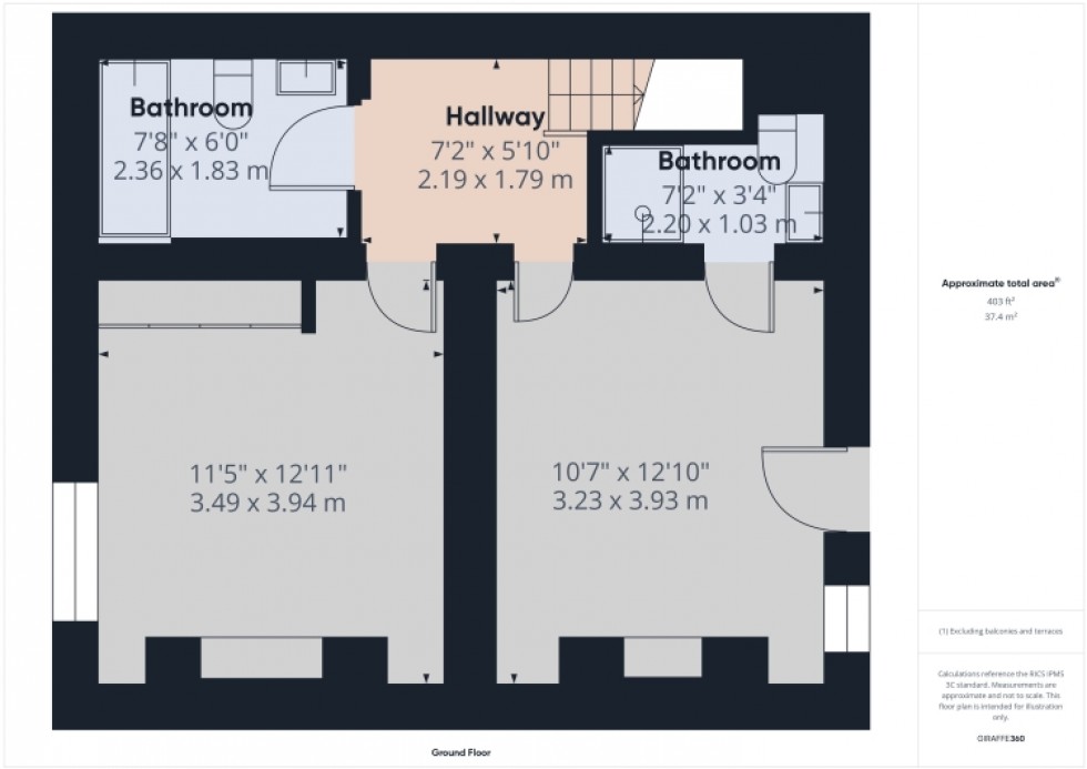 Floorplan for Flat 1 2 Portland Square, Cheltenham, Gloucestershire, GL52 2PS, UK