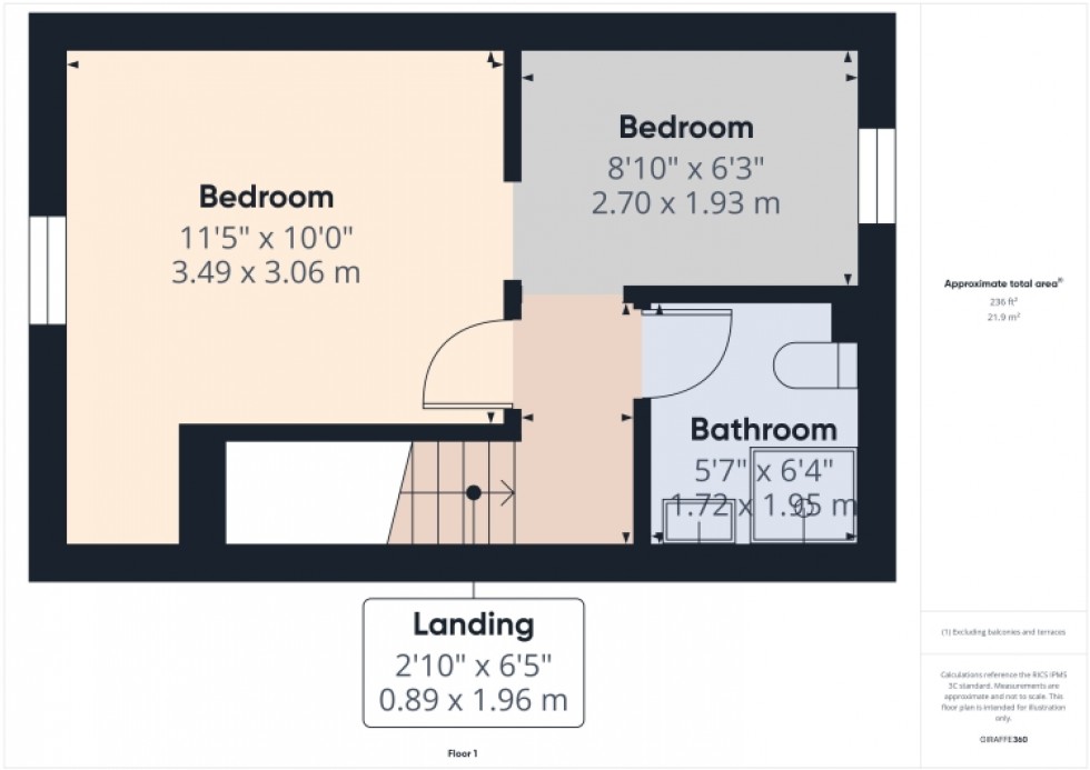 Floorplan for 6 Fletchers Alley, Tewkesbury, Gloucestershire, GL20 5QD, UK