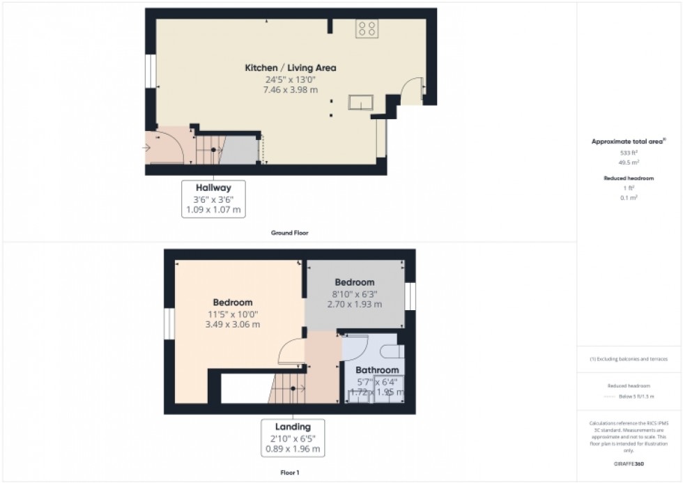 Floorplan for 6 Fletchers Alley, Tewkesbury, Gloucestershire, GL20 5QD, UK
