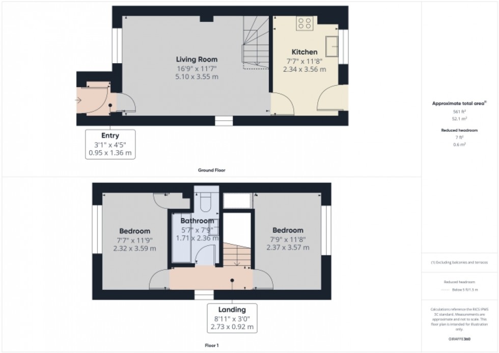Floorplan for 55 Millbrook Gardens, Cheltenham, Gloucestershire, GL50 3RQ, UK