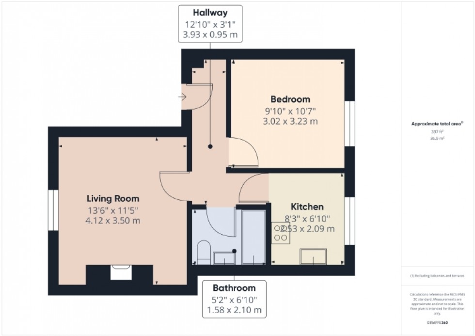 Floorplan for Flat 3 21 Brunswick Square, Gloucester, Gloucestershire, GL1 1UN, UK