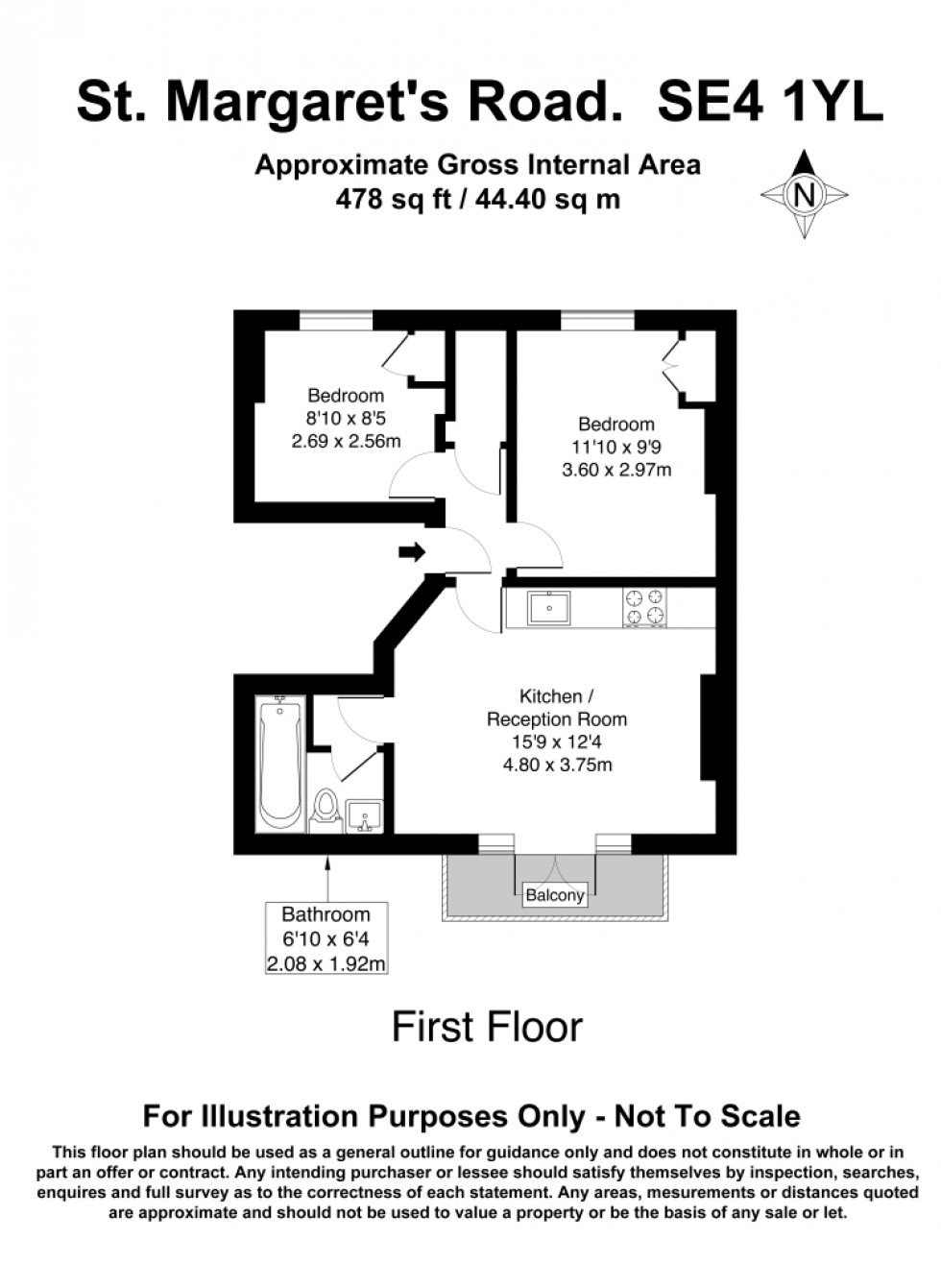 Floorplan for 11B ST MARGARETS ROAD, LONDON, LEWISHAM, SE4 1YL, UK