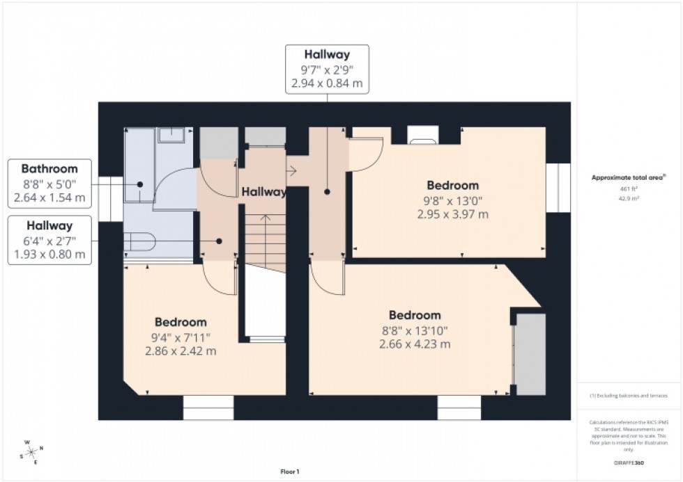 Floorplan for 94 Hewlett Road, Cheltenham, Gloucestershire, GL52 6AR, UK