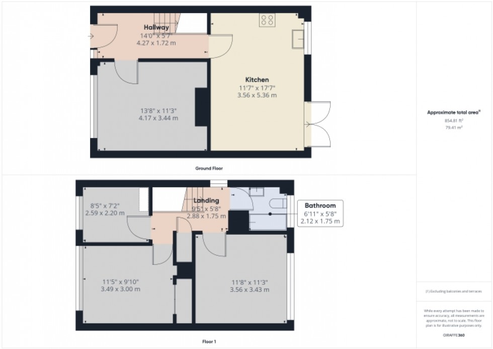 Floorplan for 13 Bathleaze, Kings Stanley, Stonehouse, Gloucestershire, GL10 3JN, UK