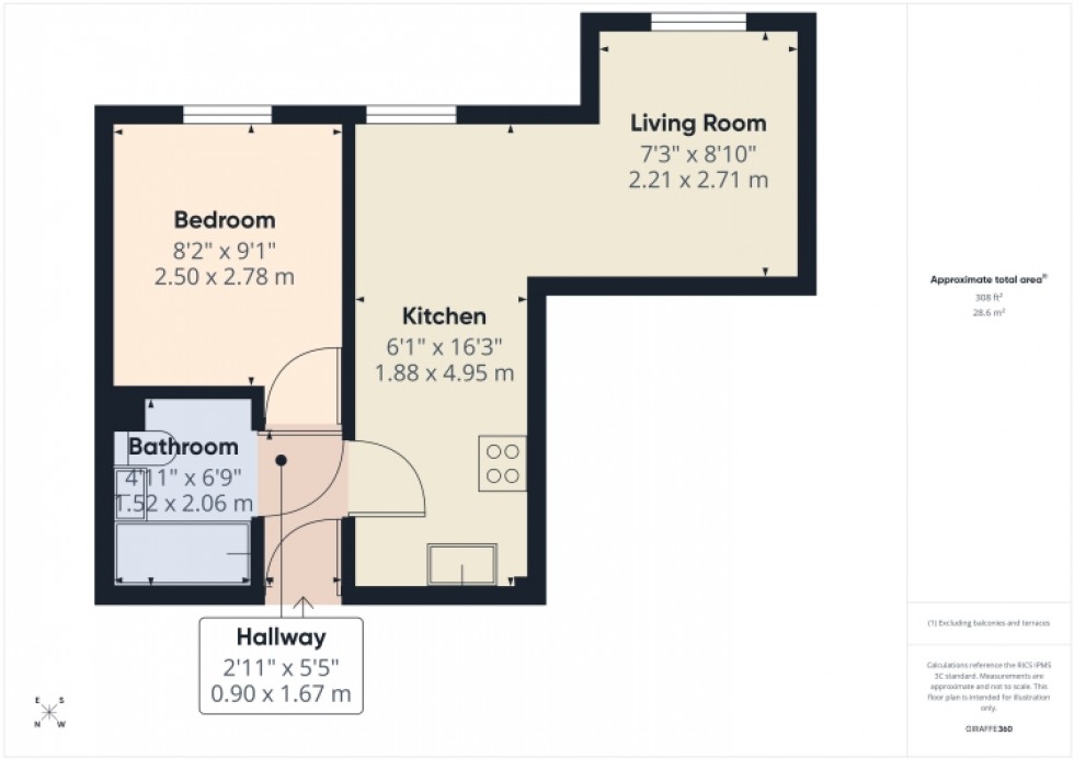 Floorplan for Flat 3 Queens Gate, Gloucester Road, Cheltenham, Gloucestershire, GL51 8QA, UK