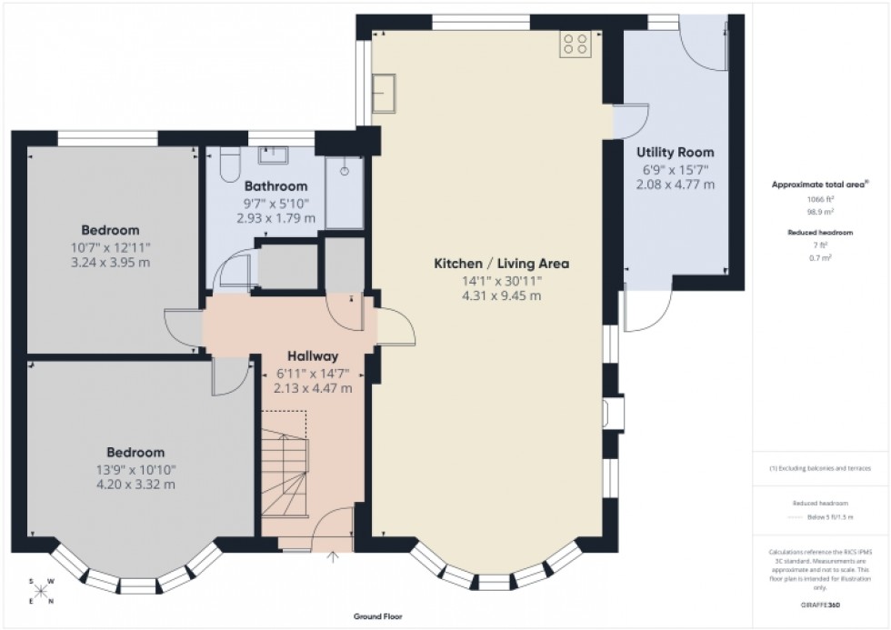 Floorplan for 3A Riverside Close, Cheltenham, Gloucestershire, GL52 6NW, UK