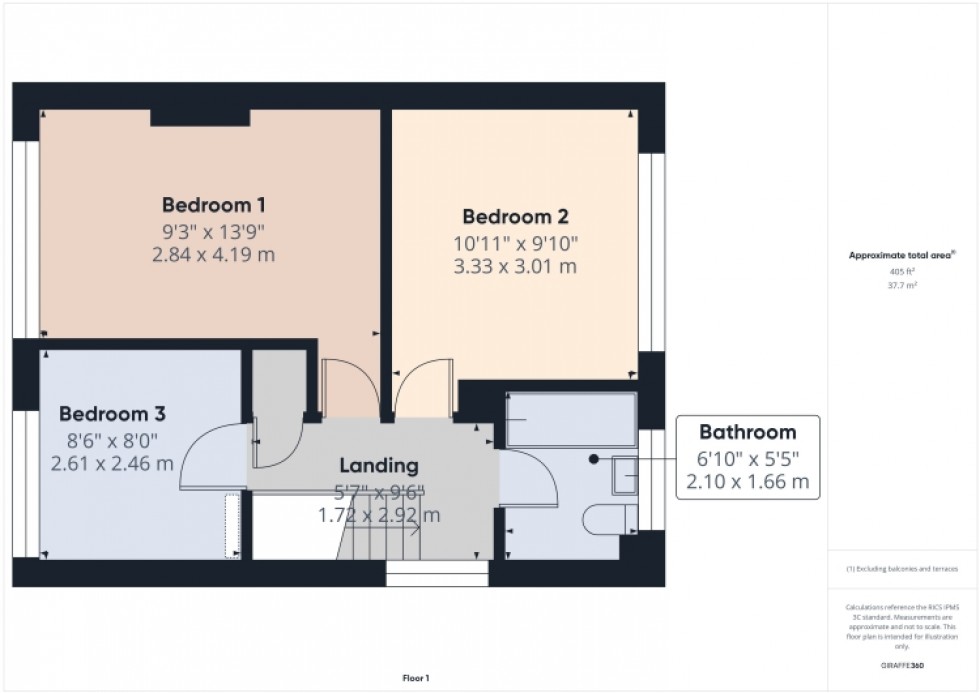 Floorplan for 101 Churchill Grove, Tewkesbury, Gloucestershire, GL20 8DW, UK