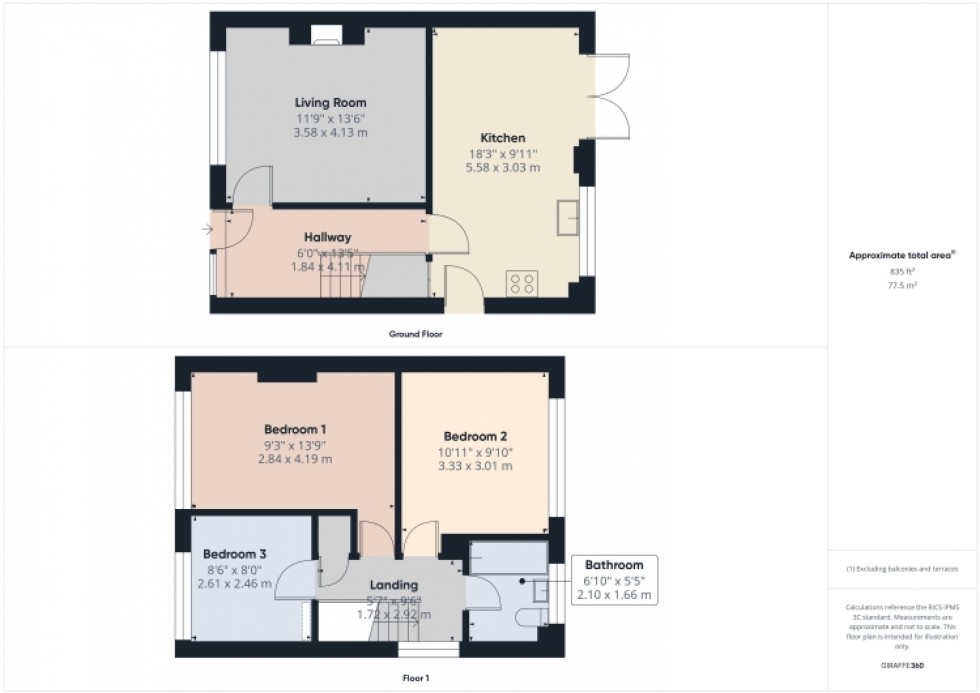 Floorplan for 101 Churchill Grove, Tewkesbury, Gloucestershire, GL20 8DW, UK
