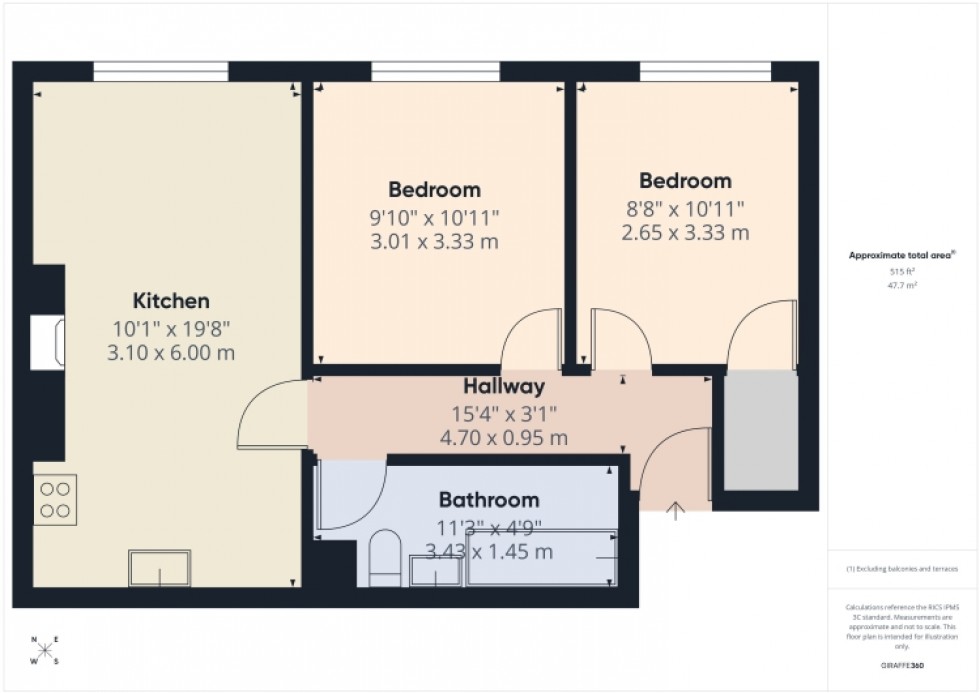 Floorplan for Flat 4 Suffolk House, 82 Eastgate Street, Gloucester, Gloucestershire, GL1 1QN, UK